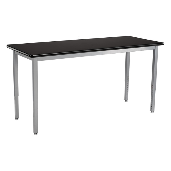 National Public Seating NPS Steel Height Adjustable Heavy Duty Table, 24 X 48 , HPL Top, Grey Frame SLT8-2448H